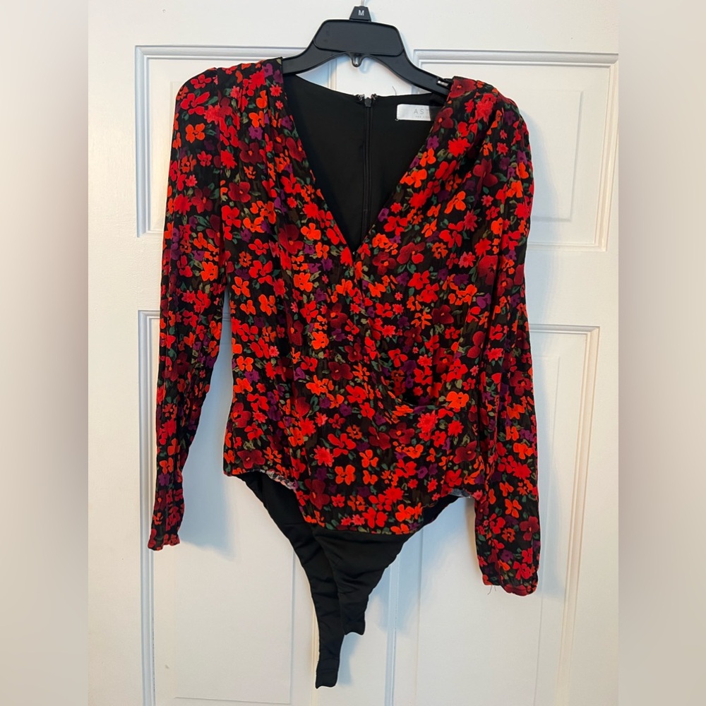 Red multi floral bodysuit